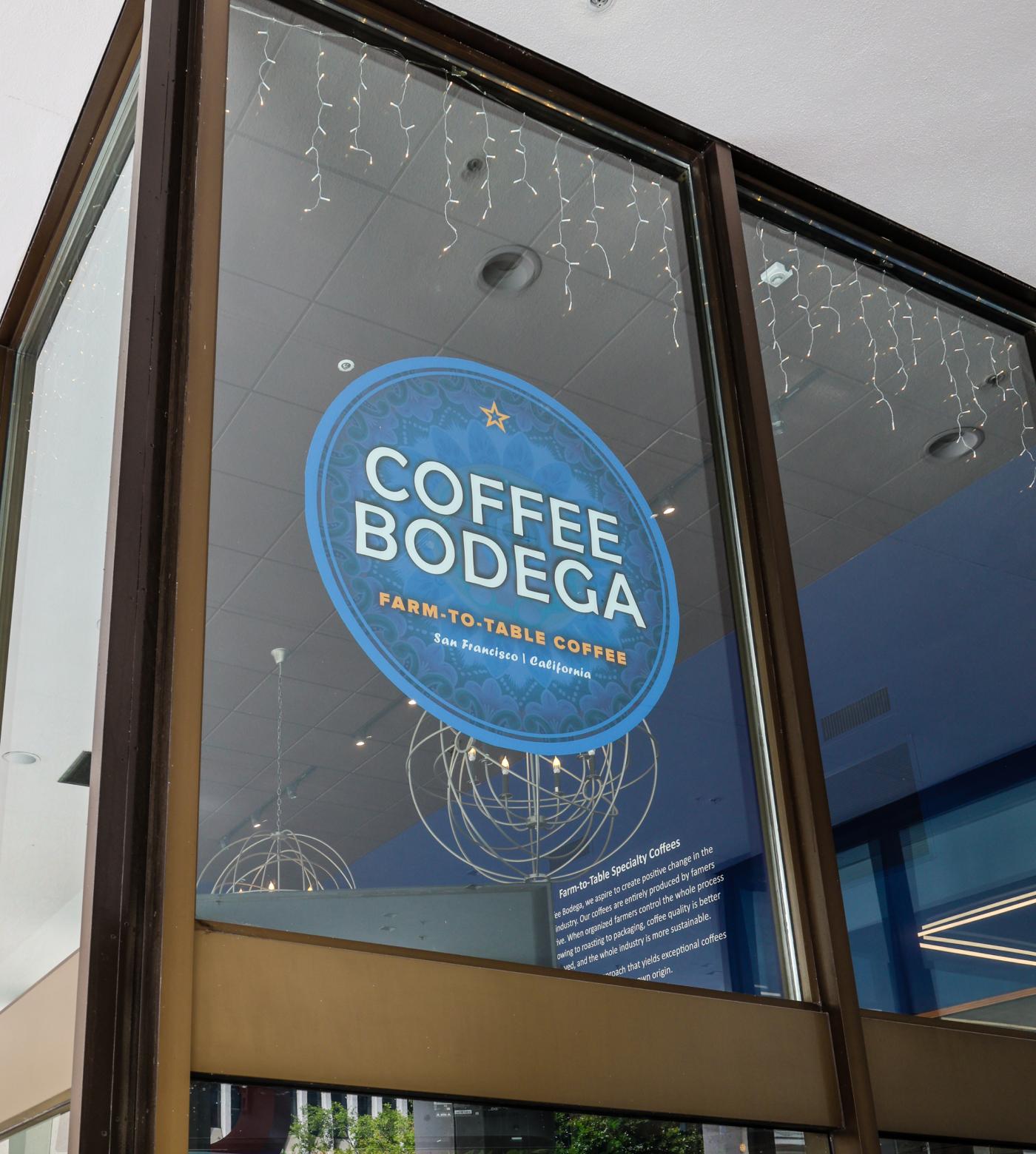 A street view of Coffee Bodega in downtown San Francisco.