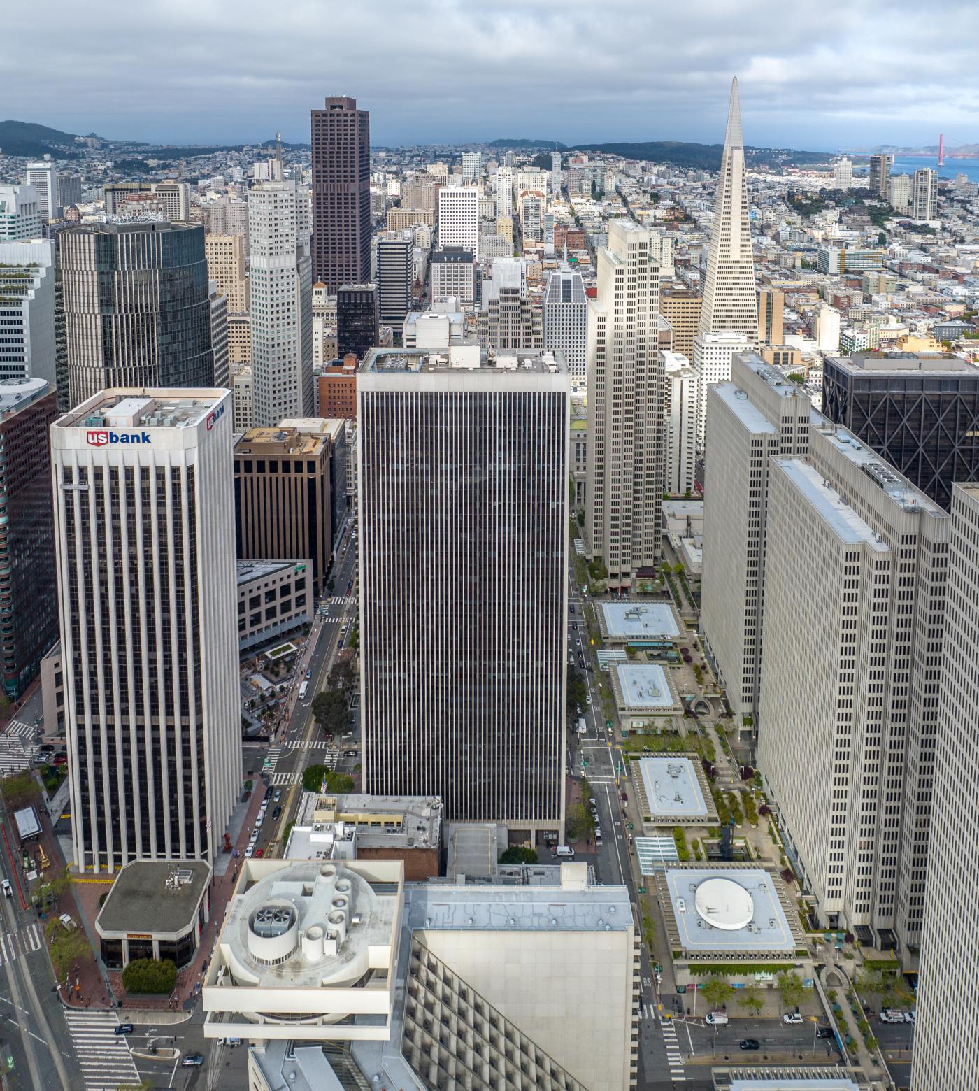 Aerial view of 50 California St.